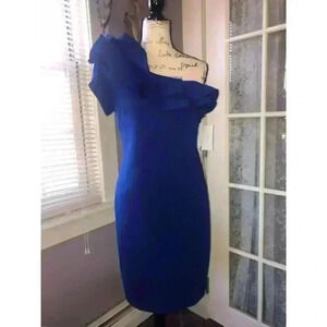 Royal blue Asymmetrical Scuba material Betsy & Adam Dress NWT Sz12